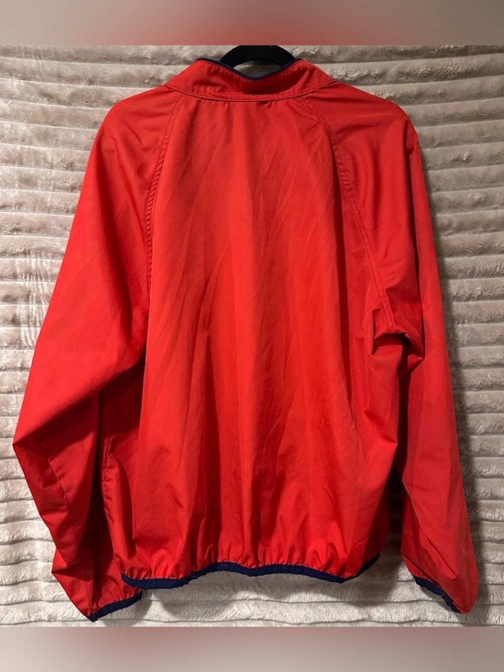 L.L. BEAN Vintage Red Pull Over Jacket with Navy Trim - Picture 2 of 3